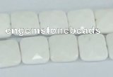 CAA04 15.5 inches 10*10mm faceted square white agate gemstone beads