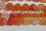 CAA1236 15.5 inches 6mm faceted nuggets matte red agate beads