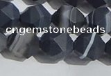 CAA1245 15.5 inches 12mm faceted nuggets matte black line agate beads