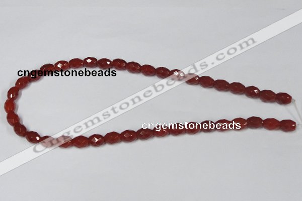 CAA125 15.5 inches 8*10mm faceted rice red agate gemstone beads