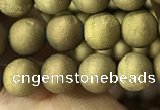 CAA1276 15.5 inches 6mm round matte plated druzy agate beads