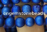 CAA1279 15.5 inches 6mm round matte plated druzy agate beads