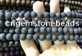 CAA1300 15.5 inches 8mm round matte plated druzy agate beads