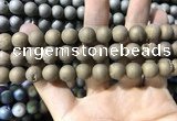 CAA1335 15.5 inches 12mm round matte plated druzy agate beads