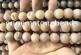 CAA1372 15.5 inches 16mm round matte plated druzy agate beads