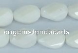CAA14 15.5 inches 13*18mm faceted & twisted oval white agate beads