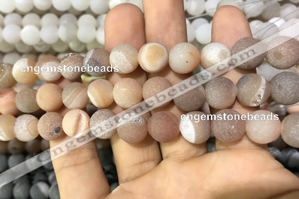 CAA1433 15.5 inches 12mm round matte druzy agate beads