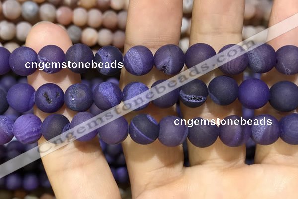 CAA1451 15.5 inches 14mm round matte druzy agate beads
