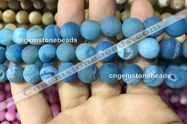 CAA1453 15.5 inches 14mm round matte druzy agate beads