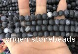 CAA1486 15.5 inches 8mm round matte banded agate beads wholesale