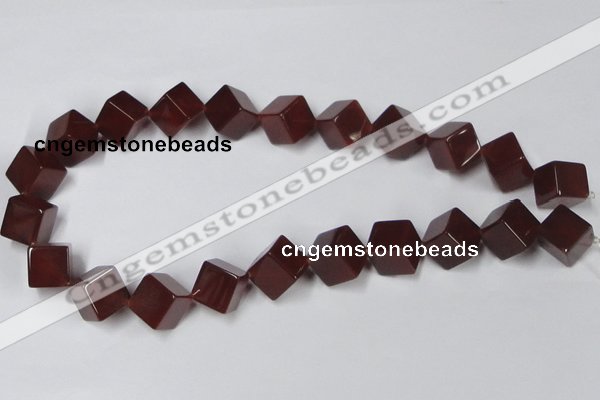 CAA149 15.5 inches 12*12mm cube red agate gemstone beads