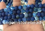 CAA1508 15.5 inches 12mm round matte banded agate beads wholesale