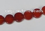 CAA155 15.5 inches 10mm coin red agate gemstone beads
