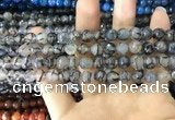 CAA1700 15 inches 8mm faceted round fire crackle agate beads