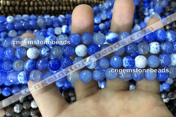 CAA1717 15 inches 8mm faceted round fire crackle agate beads
