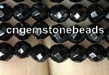 CAA2415 15.5 inches 4mm faceted round black agate beads wholesale