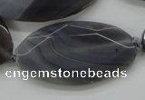 CAA249 15.5 inches 26*50mm faceted oval grey line agate beads