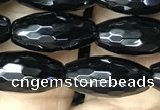 CAA2500 15.5 inches 6*16mm faceted rice black agate beads wholesale
