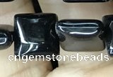 CAA2556 15.5 inches 12*12mm square black agate beads wholesale