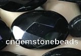 CAA2596 15.5 inches 18*25mm faceted oval black agate beads wholesale