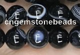CAA2637 15.5 inches 8mm round banded black agate beads wholesale