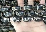 CAA2686 15.5 inches 13*22mm - 14*25mm drum tibetan agate dzi beads