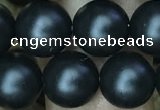 CAA2764 15.5 inches 10mm round matte black agate beads wholesale