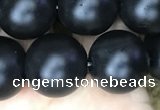 CAA2765 15.5 inches 12mm round matte black agate beads wholesale