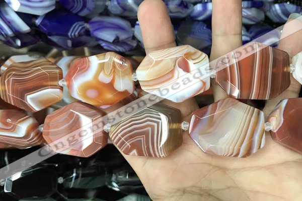 CAA2773 25*32mm - 27*35mm faceted freeform line agate beads