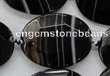 CAA282 15.5 inches 30*40mm faceted oval black line agate beads