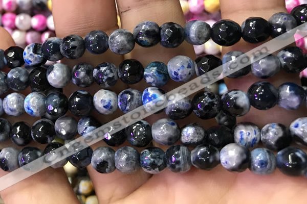 CAA2910 15 inches 6mm faceted round fire crackle agate beads wholesale