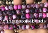 CAA2975 15 inches 8mm faceted round fire crackle agate beads wholesale