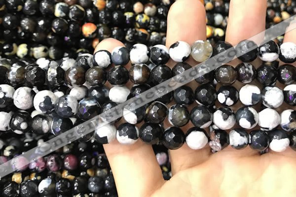 CAA3012 15 inches 8mm faceted round fire crackle agate beads wholesale