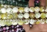 CAA3180 15 inches 14mm faceted round fire crackle agate beads wholesale