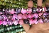 CAA3185 15 inches 14mm faceted round fire crackle agate beads wholesale