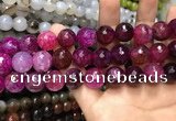 CAA3192 15 inches 14mm faceted round fire crackle agate beads wholesale