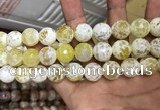CAA3236 15 inches 16mm faceted round fire crackle agate beads wholesale