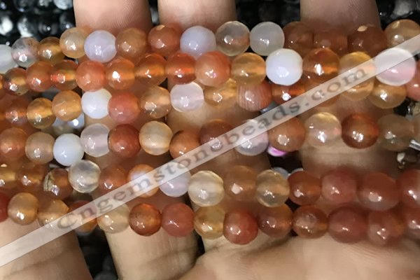 CAA3310 15 inches 6mm faceted round agate beads wholesale
