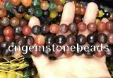 CAA3410 15 inches 12mm faceted round agate beads wholesale