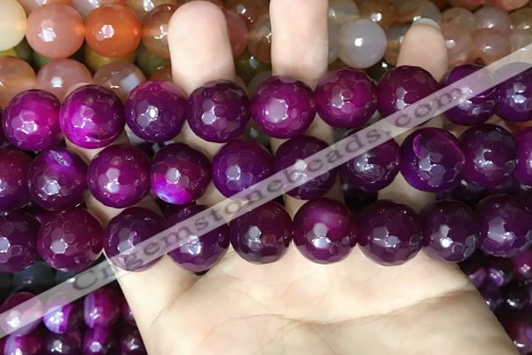 CAA3426 15 inches 14mm faceted round agate beads wholesale