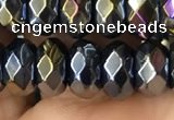 CAA3573 15.5 inches 5*8mm faceted rondelle AB-color black agate beads