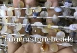 CAA3836 Top drilled 8*12mm faceted briolette montana agate beads
