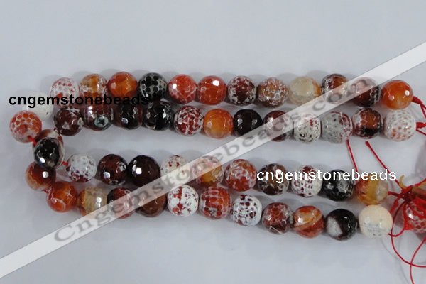 CAA387 15.5 inches 14mm faceted round fire crackle agate beads
