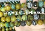 CAA5169 15.5 inches 16mm faceted round banded agate beads