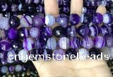 CAA5181 15.5 inches 12mm faceted round banded agate beads