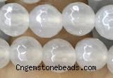 CAA5625 15 inches 6mm faceted round AB-color white agate beads