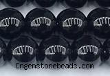 CAA5885 15 inches 8mm round black agate beads, 2mm hole