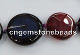 CAA597 20mm - 40mm faceted flat round dragon veins agate beads