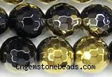 CAA6025 15 inches 8mm faceted round electroplated agate beads