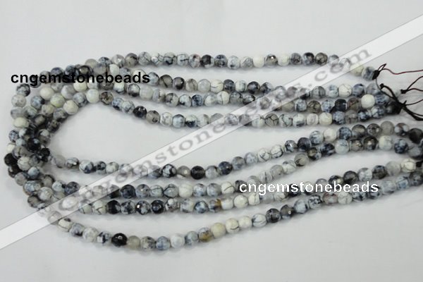 CAA709 15.5 inches 6mm faceted round fire crackle agate beads